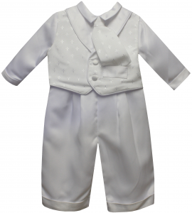 BOYS CRHISTENING W/ CROSSES ON VEST